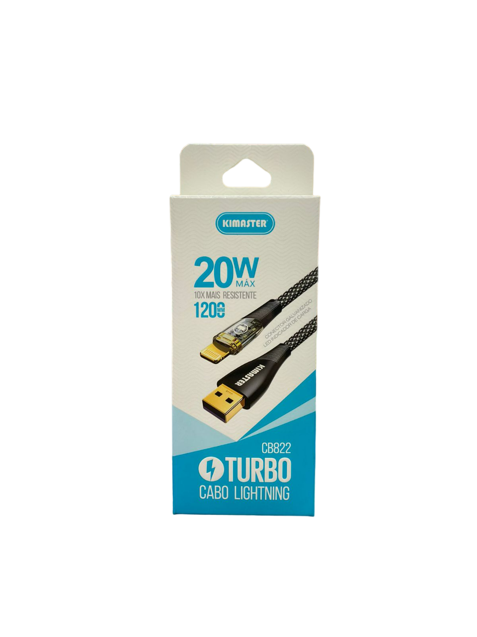 Cabo USB Kimaster CB822 120cm 20W para Iphone Preto